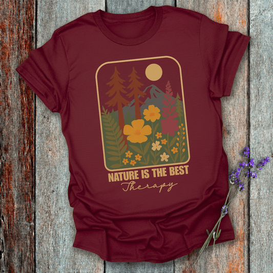 Printify T-Shirt Maroon / S Nature is my therapy
