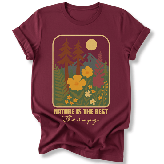 Printify T-Shirt Maroon / S Nature is my therapy