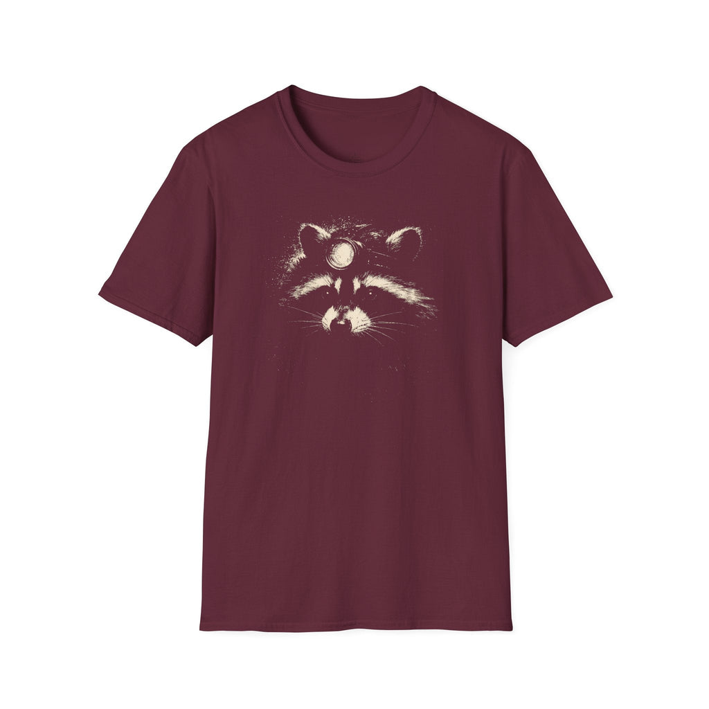 Printify T-Shirt Maroon / S Night Hike Raccoon
