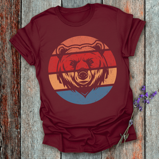 Printify T-Shirt Maroon / S Retro Sunset Bear