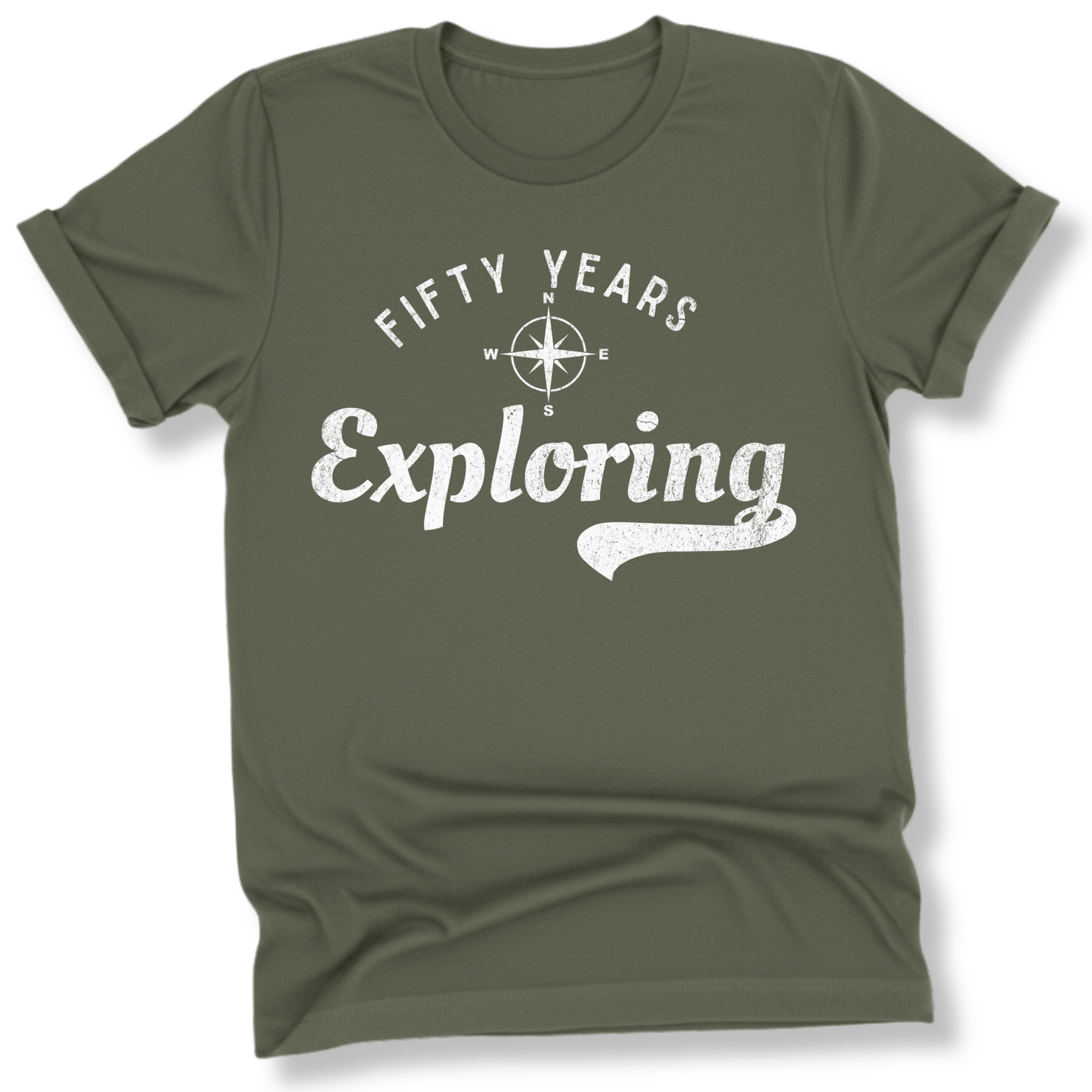 Printify T-Shirt Military Green / S 50 Years Exploring