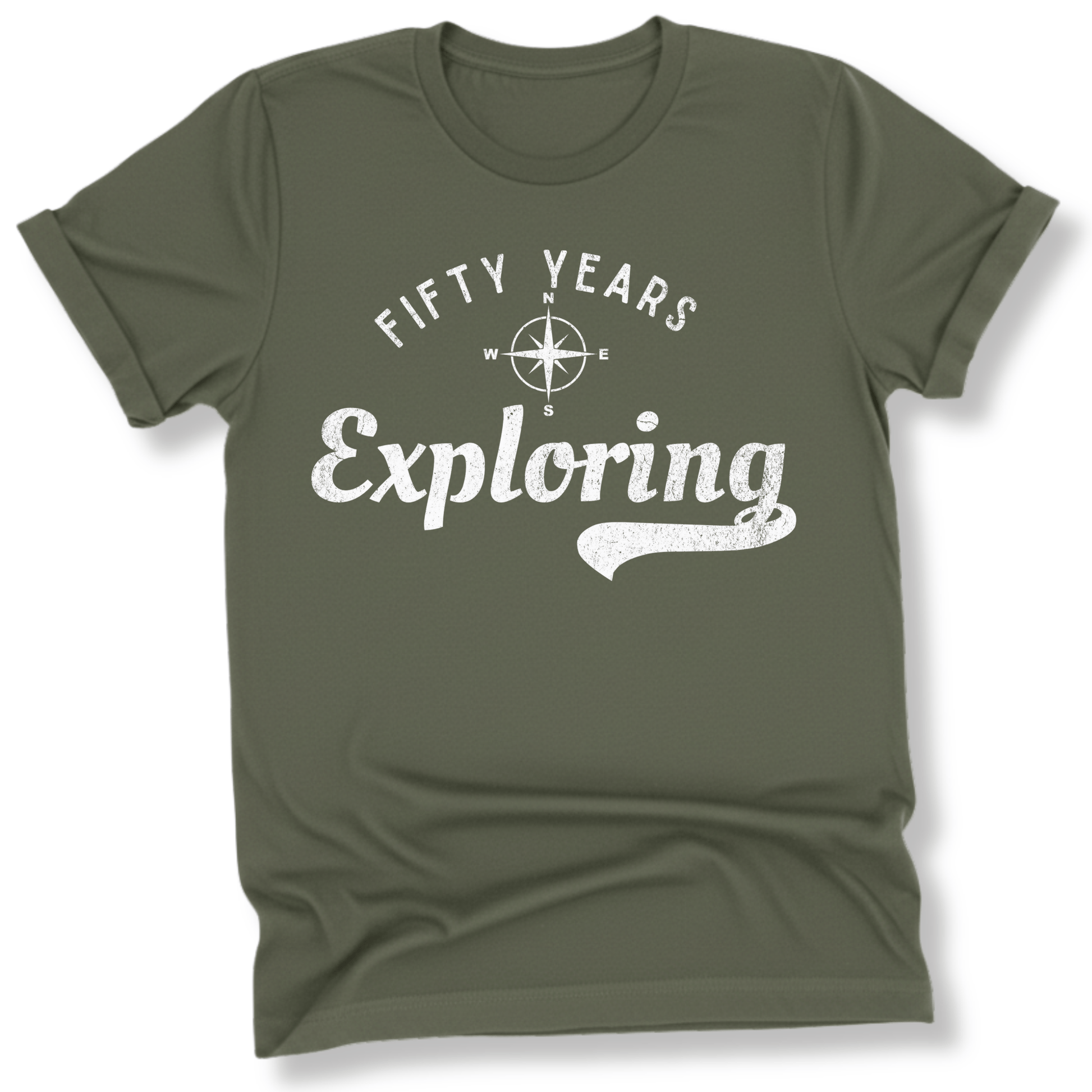 Printify T-Shirt Military Green / S 50 Years Exploring