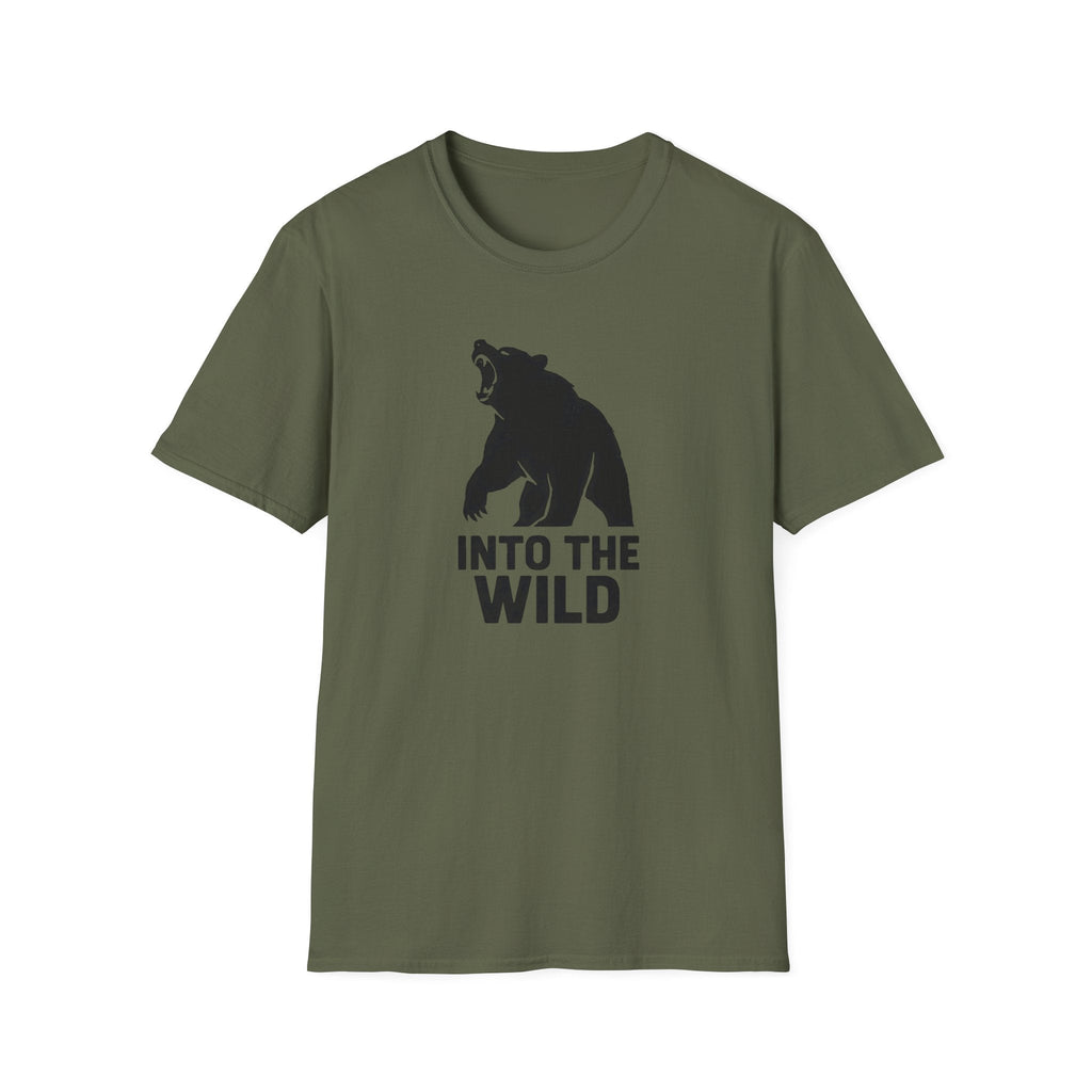 Printify T-Shirt Military Green / S Bear silhouette with text T-Shirt