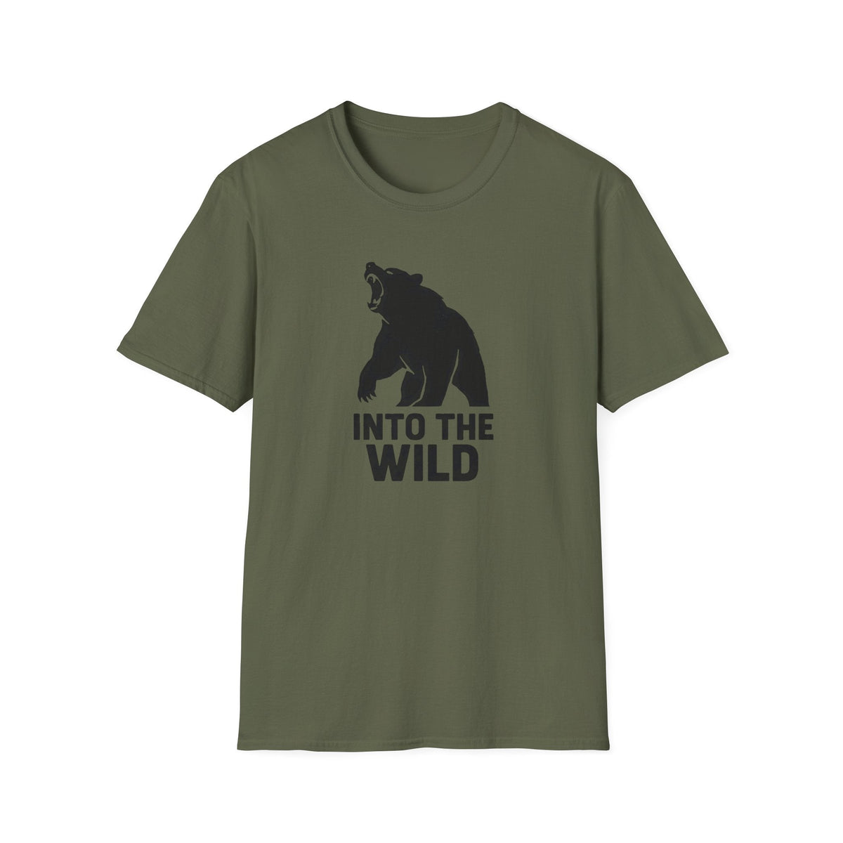 Printify T-Shirt Military Green / S Bear silhouette with text T-Shirt
