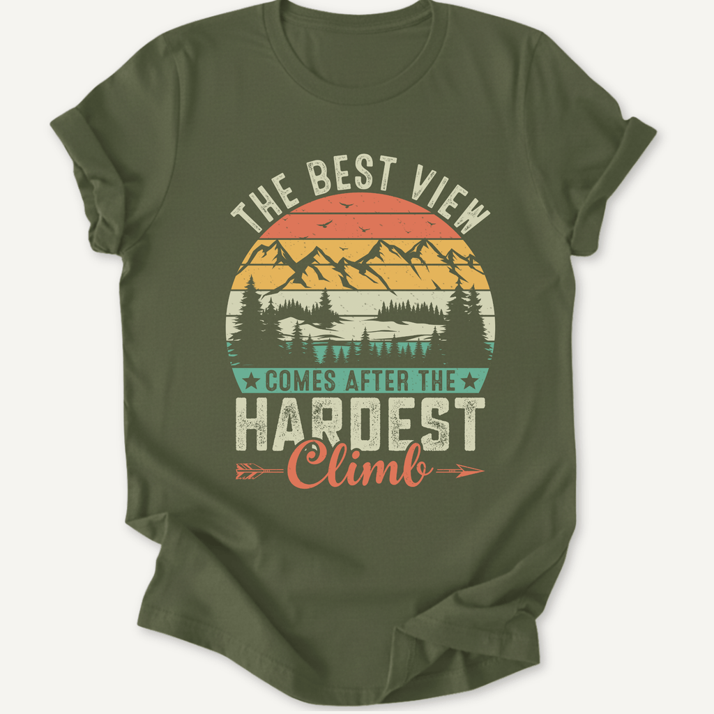 Printify T-Shirt Military Green / S Best Views after hardest climb