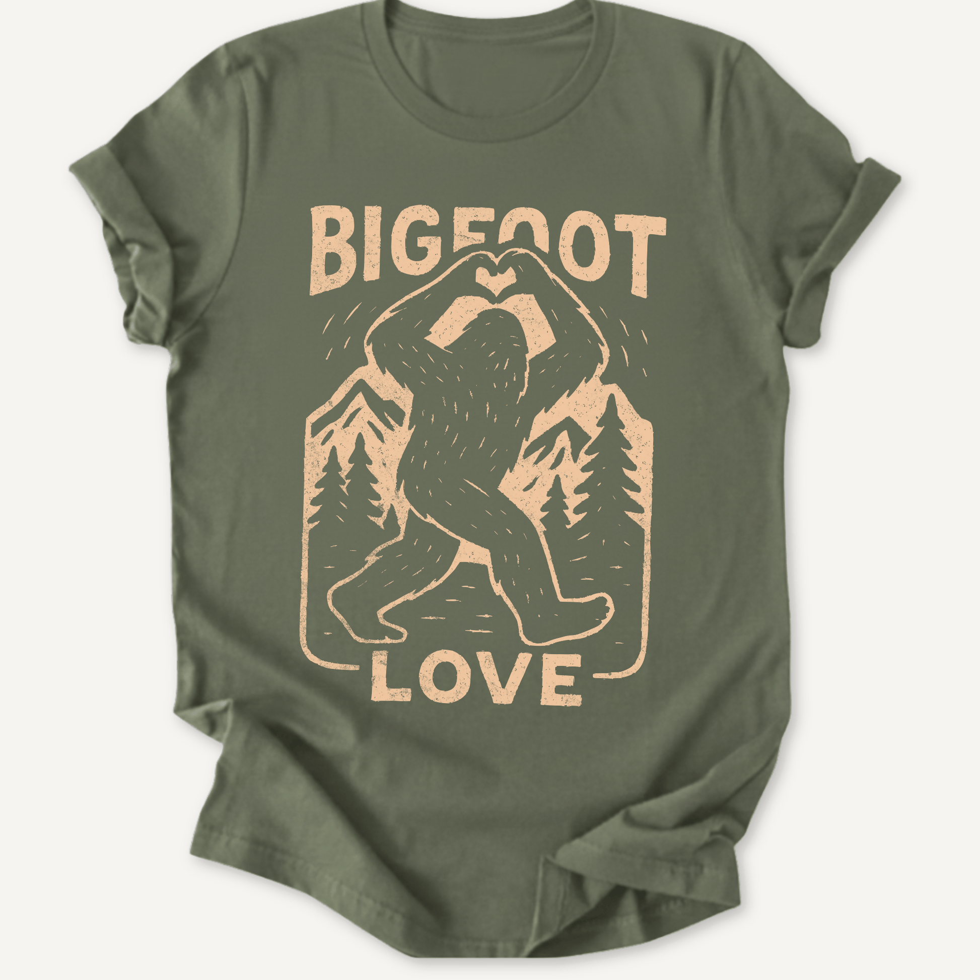 Printify T-Shirt Military Green / S Big Foot Love Hiking