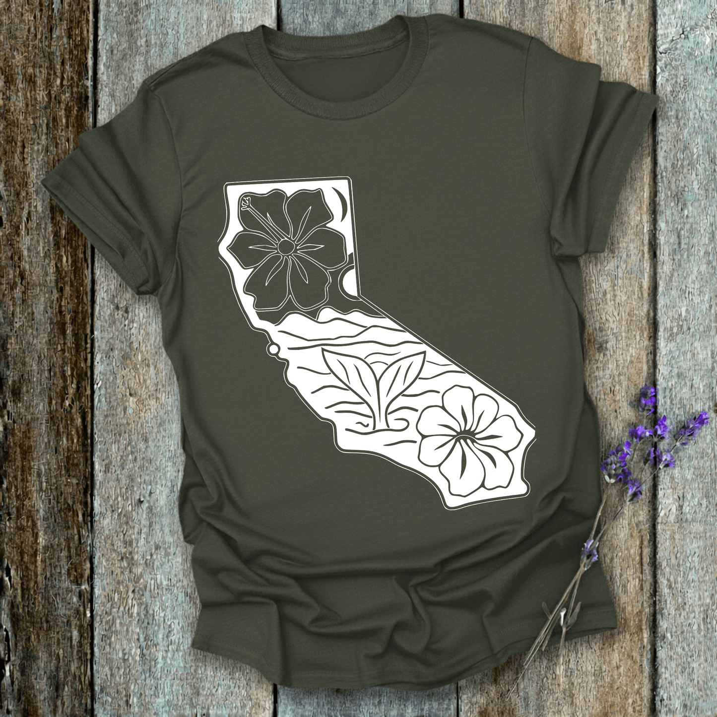 Printify T-Shirt Military Green / S California Whale Tail T-Shirt