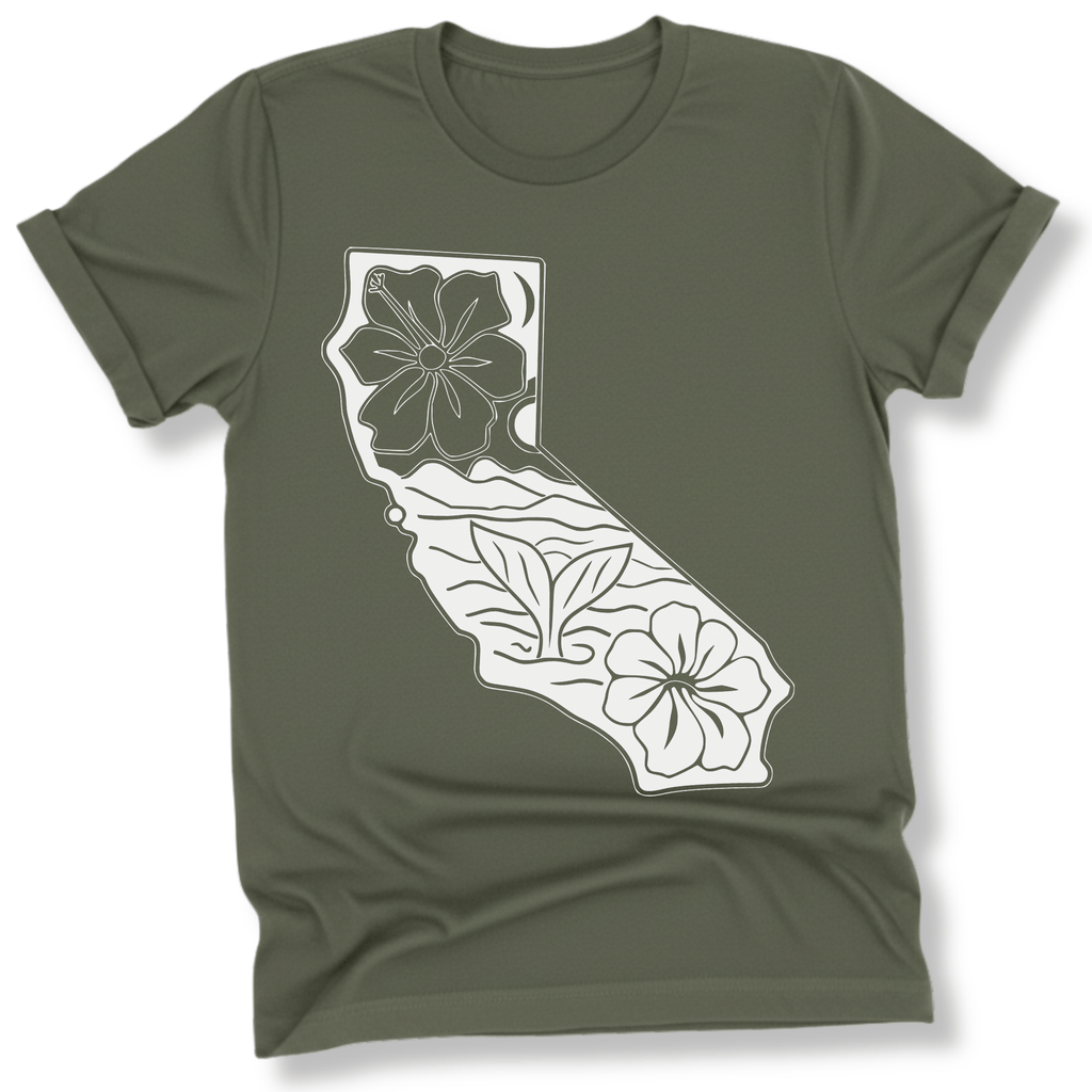 Printify T-Shirt Military Green / S California Whale Tail T-Shirt