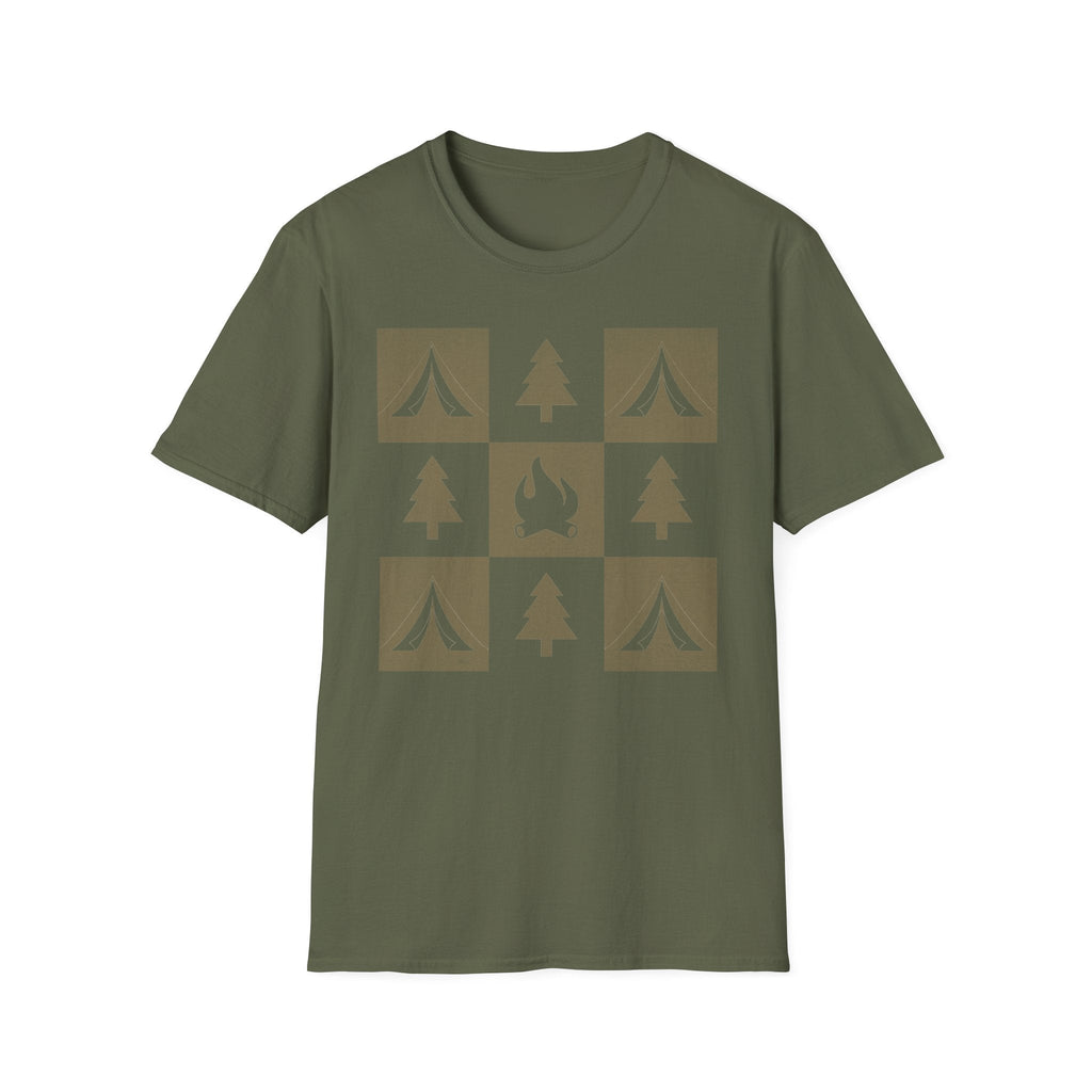 Printify T-Shirt Military Green / S Campfire Adventure Unisex Softstyle T-Shirt - Perfect for Outdoor Lovers