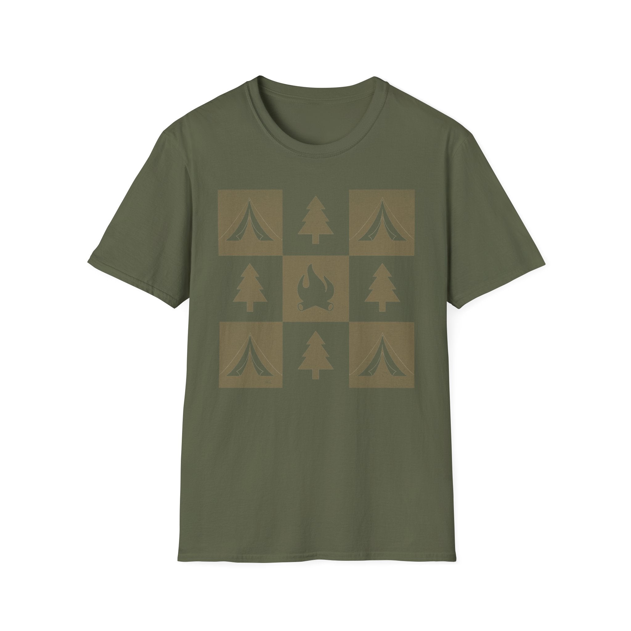 Printify T-Shirt Military Green / S Campfire Adventure Unisex Softstyle T-Shirt - Perfect for Outdoor Lovers