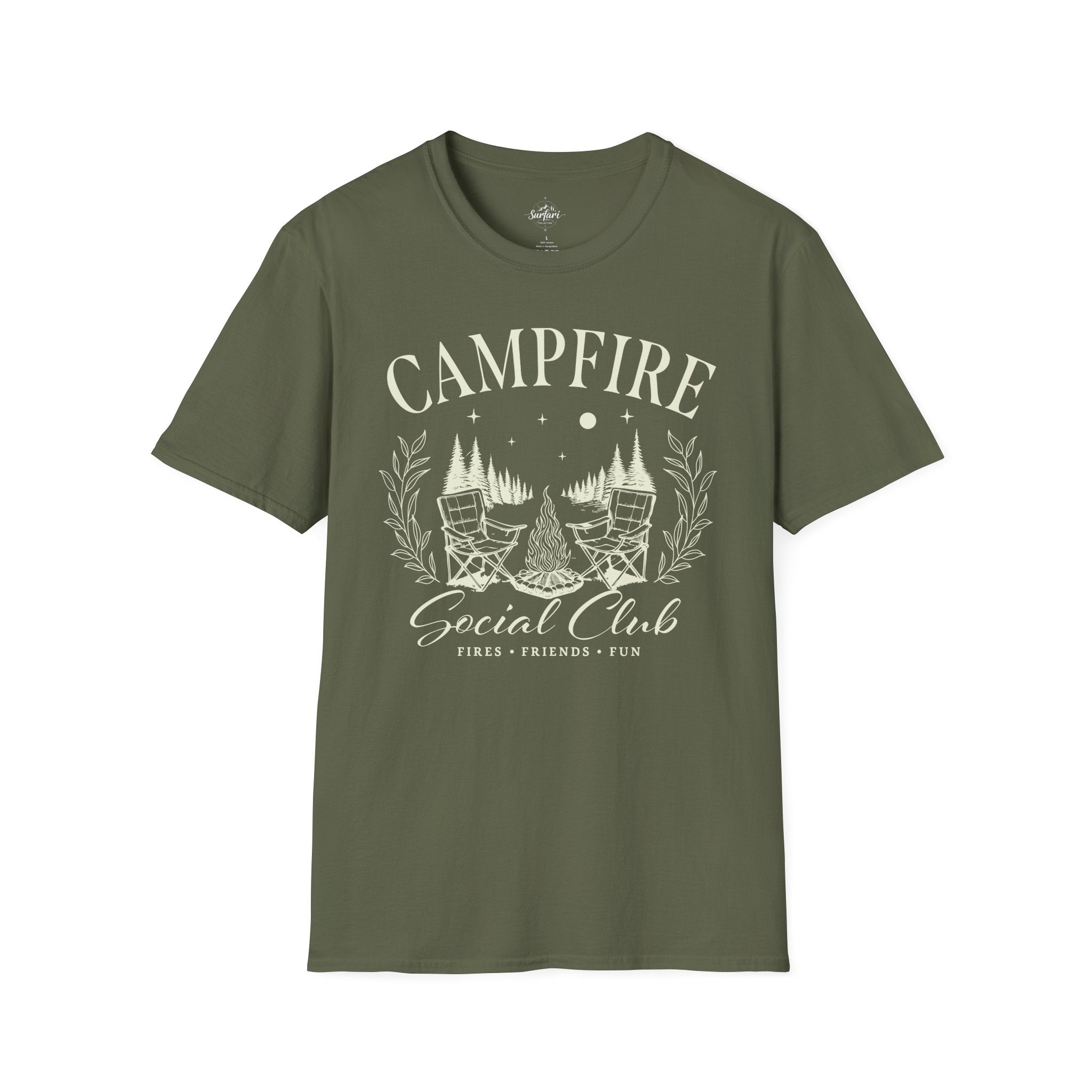 Printify T-Shirt Military Green / S Campfire Social Club T-Shirt