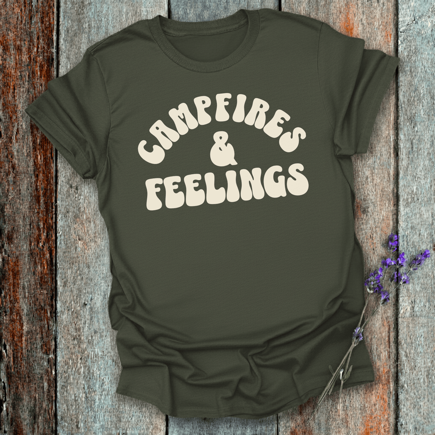 Printify T-Shirt Military Green / S Campfires & Feelings