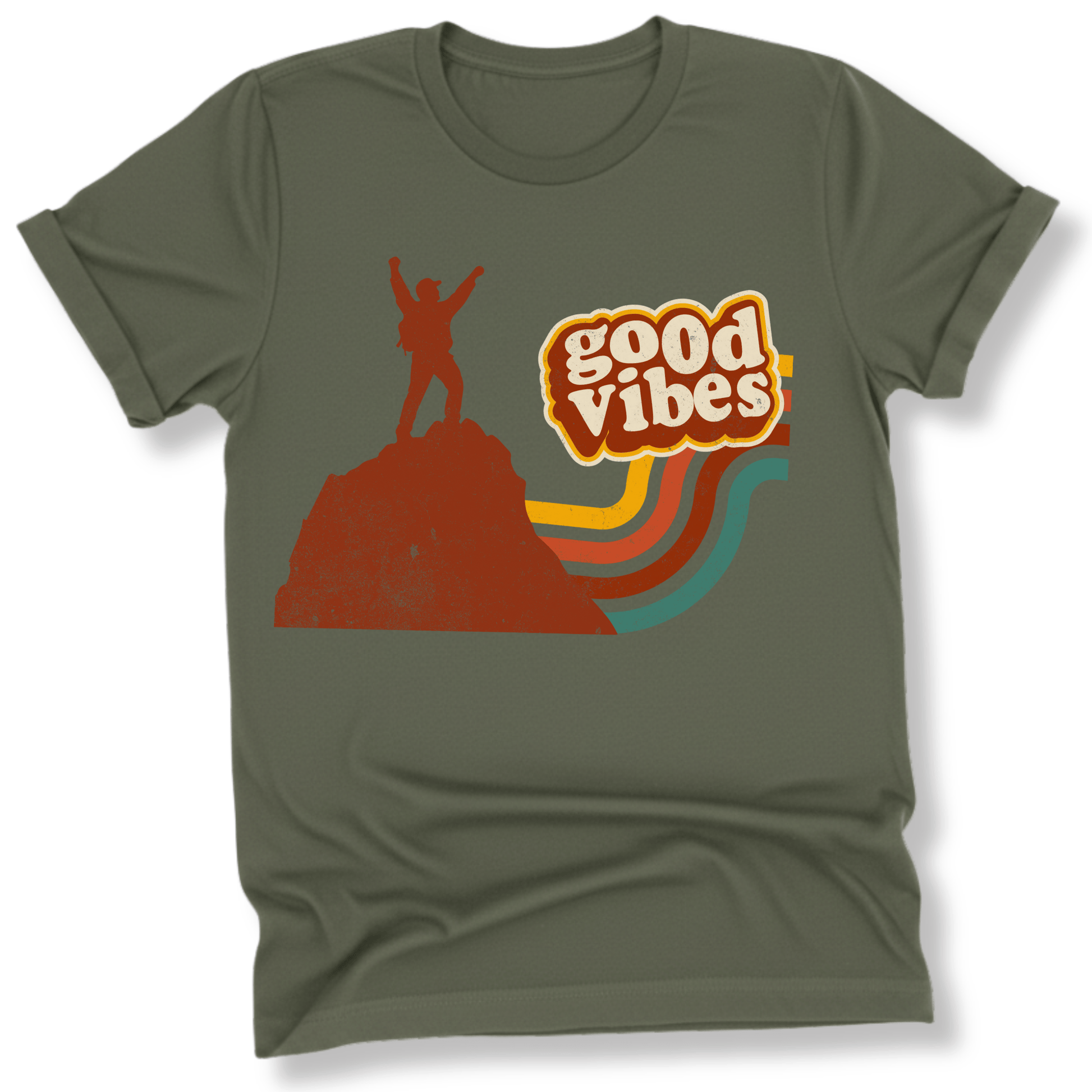 Printify T-Shirt Military Green / S Good Vibes Hiker