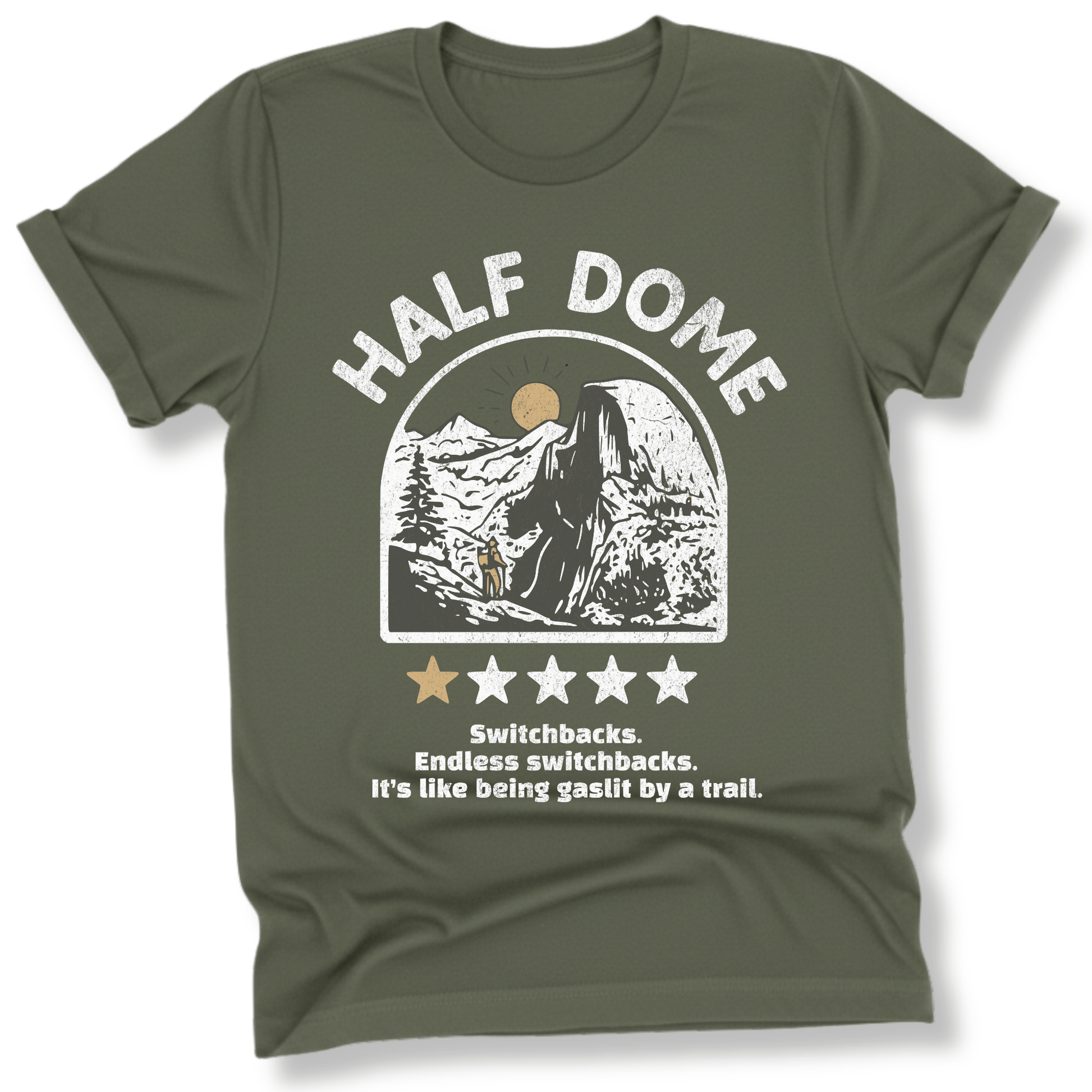 Printify T-Shirt Military Green / S Half Dome 1 Star T-Shirt