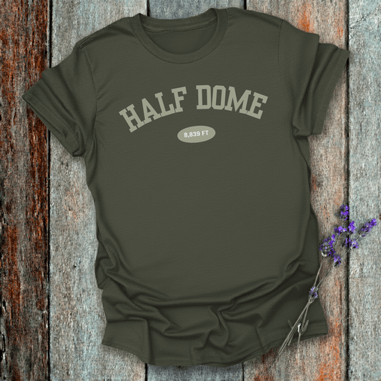 Printify T-Shirt Military Green / S Half Dome 8,839 FT Varsity