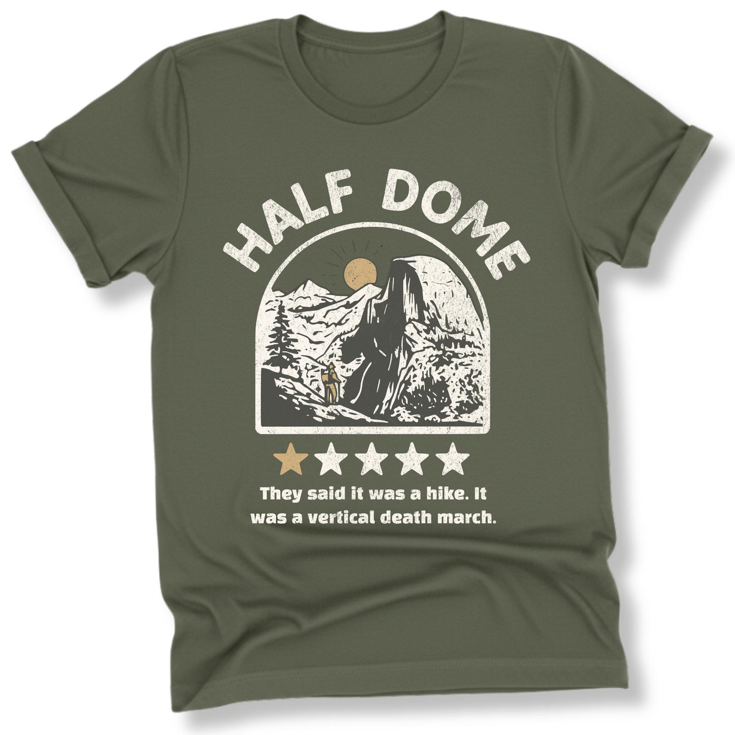 Printify T-Shirt Military Green / S Half Dome One Star Review T-Shirt