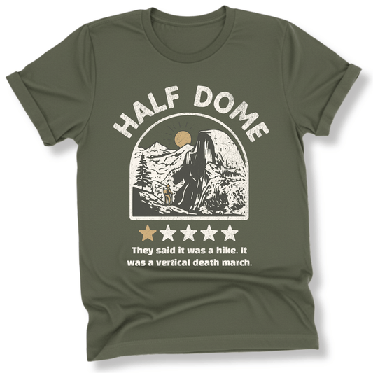 Printify T-Shirt Military Green / S Half Dome One Star Review T-Shirt