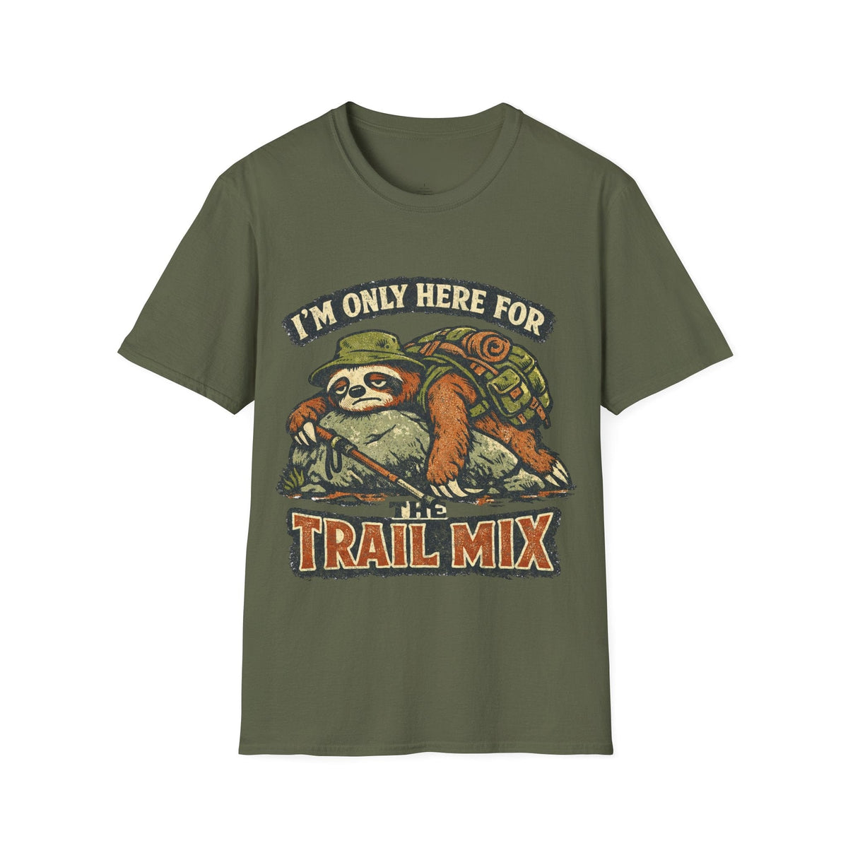 Printify T-Shirt Military Green / S Here For The Trail Mix