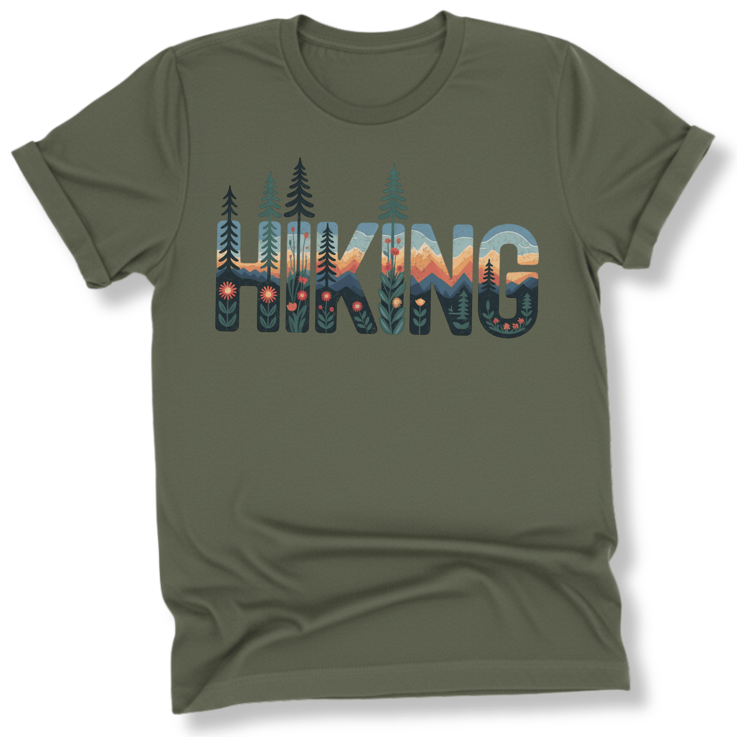 Printify T-Shirt Military Green / S Hiking!