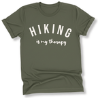 Printify T-Shirt Military Green / S Hiking is my therapy