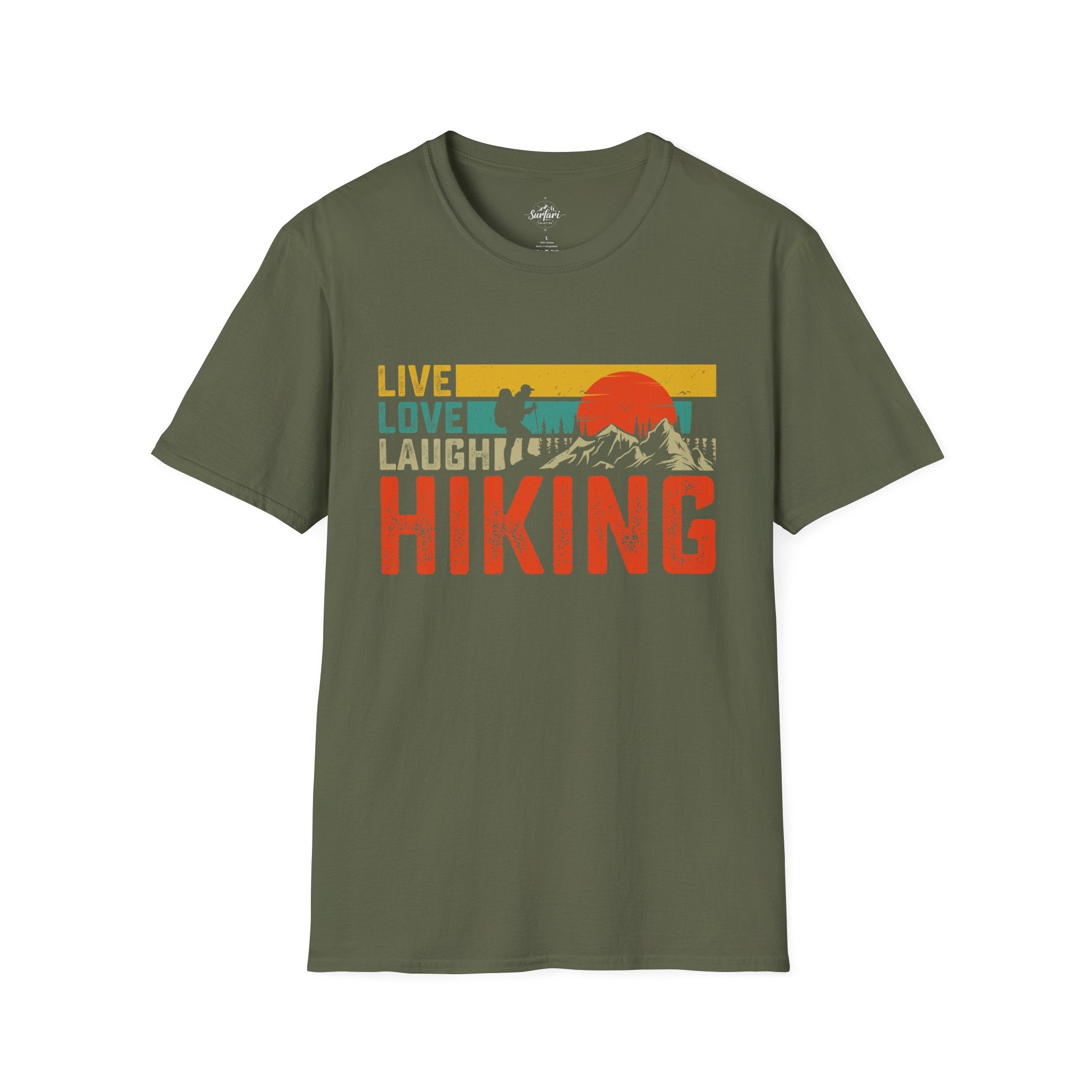 Printify T-Shirt Military Green / S Live Laugh Love Hiking