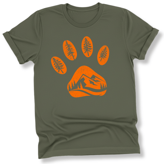 Printify T-Shirt Military Green / S Mountain Dog paw print