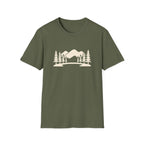 Printify T-Shirt Military Green / S Mountain Lake Landscape T-Shirt