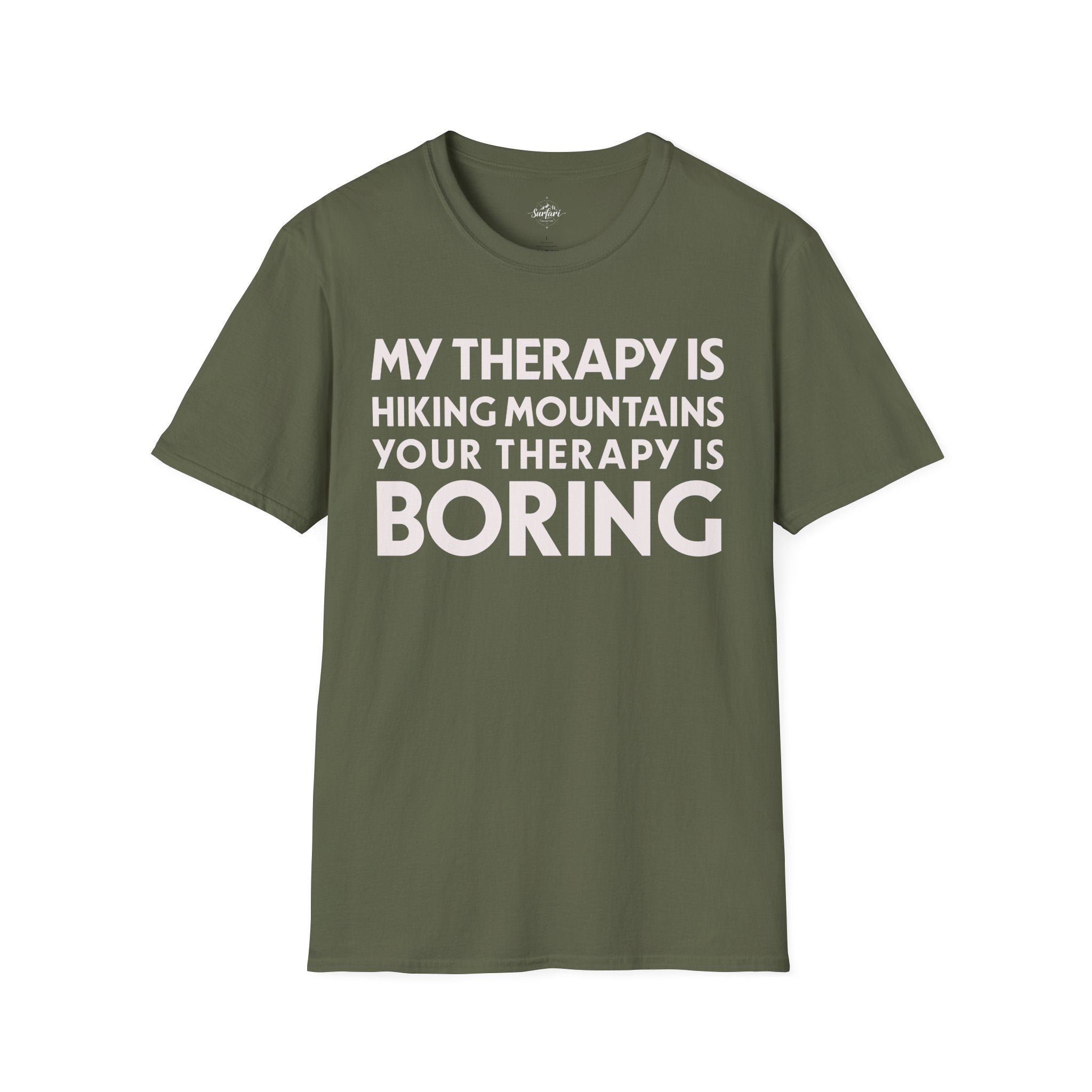 Printify T-Shirt Military Green / S My Therapy is Hiking