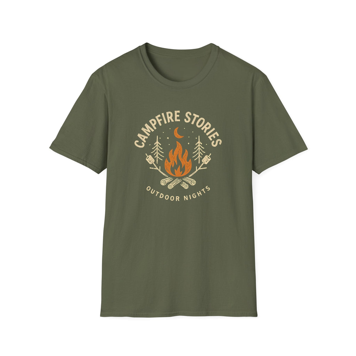 Printify T-Shirt Military Green / S Outdoor Campfire Nights T-Shirt