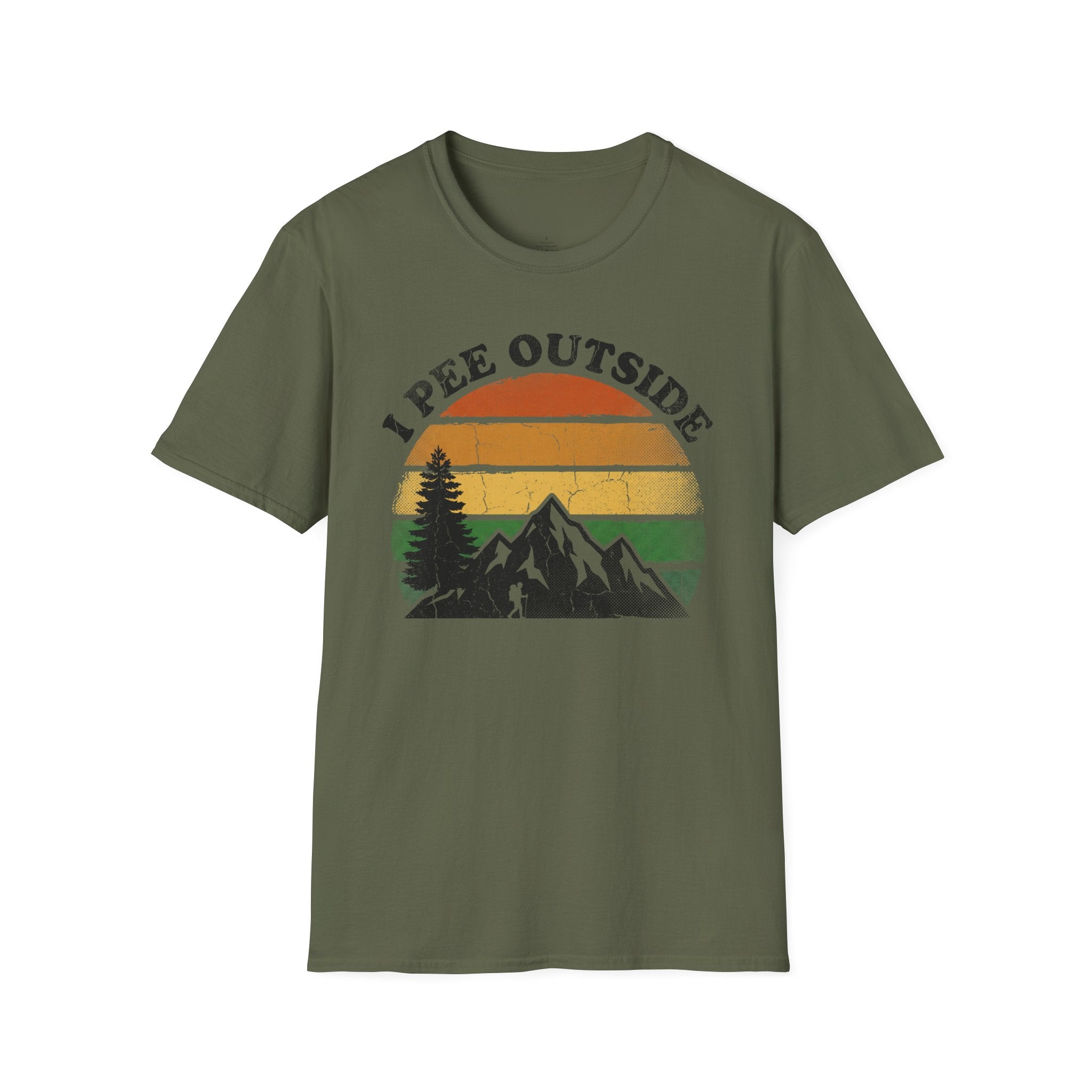 Printify T-Shirt Military Green / S Pee Outside