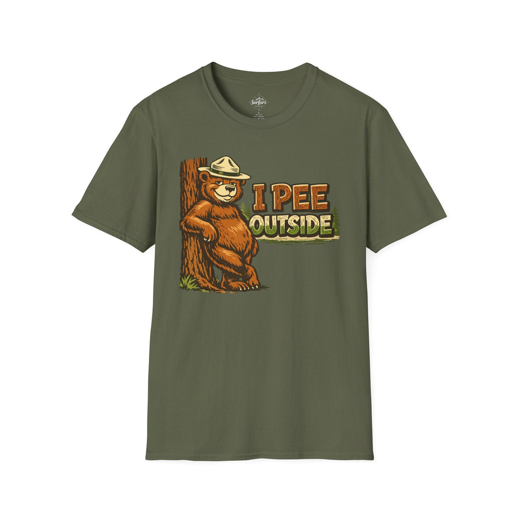 Printify T-Shirt Military Green / S Pee Outside