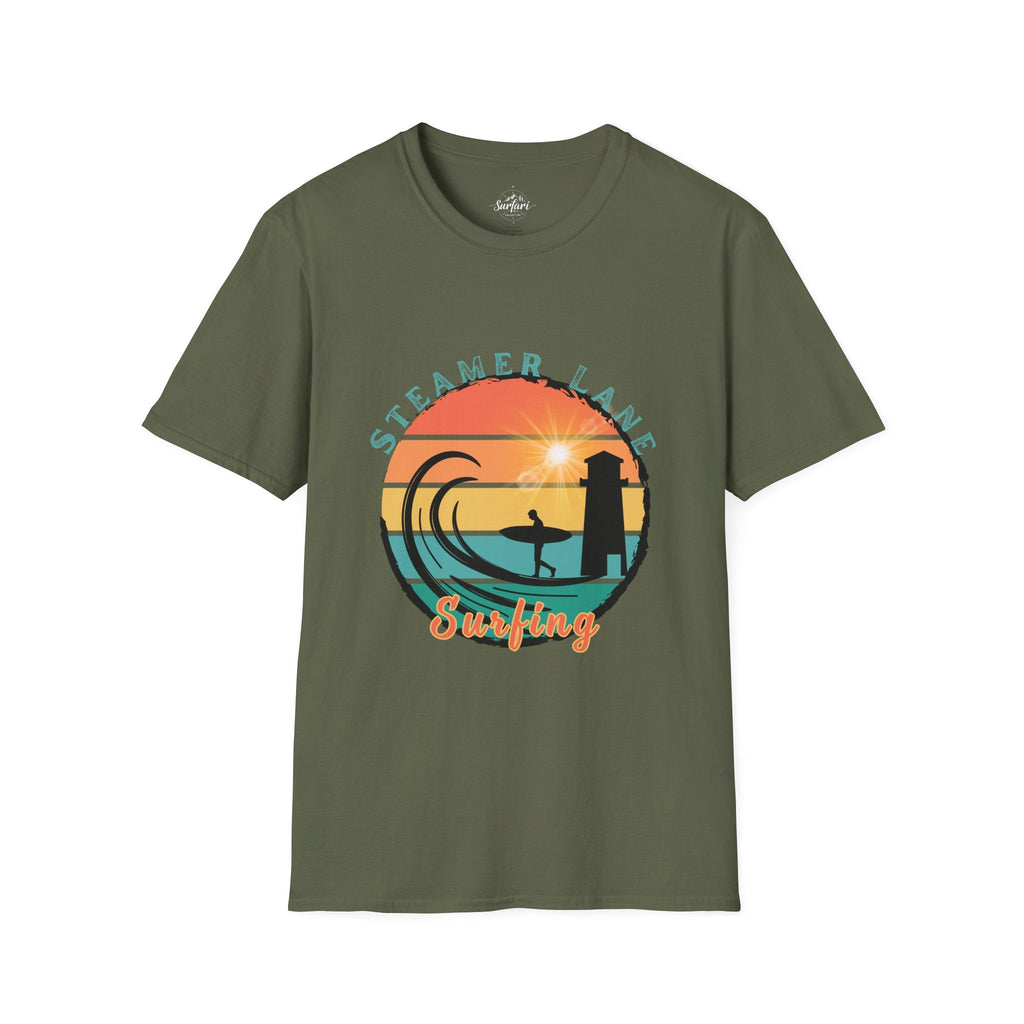 Printify T-Shirt Military Green / S Pleasure Point Surfing T-Shirt
