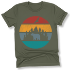Printify T-Shirt Military Green / S Retro Sunset California Bear