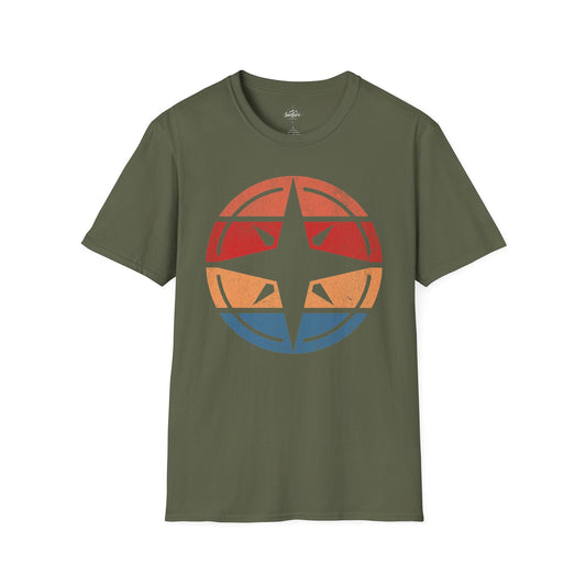 Printify T-Shirt Military Green / S Retro Sunset Compass