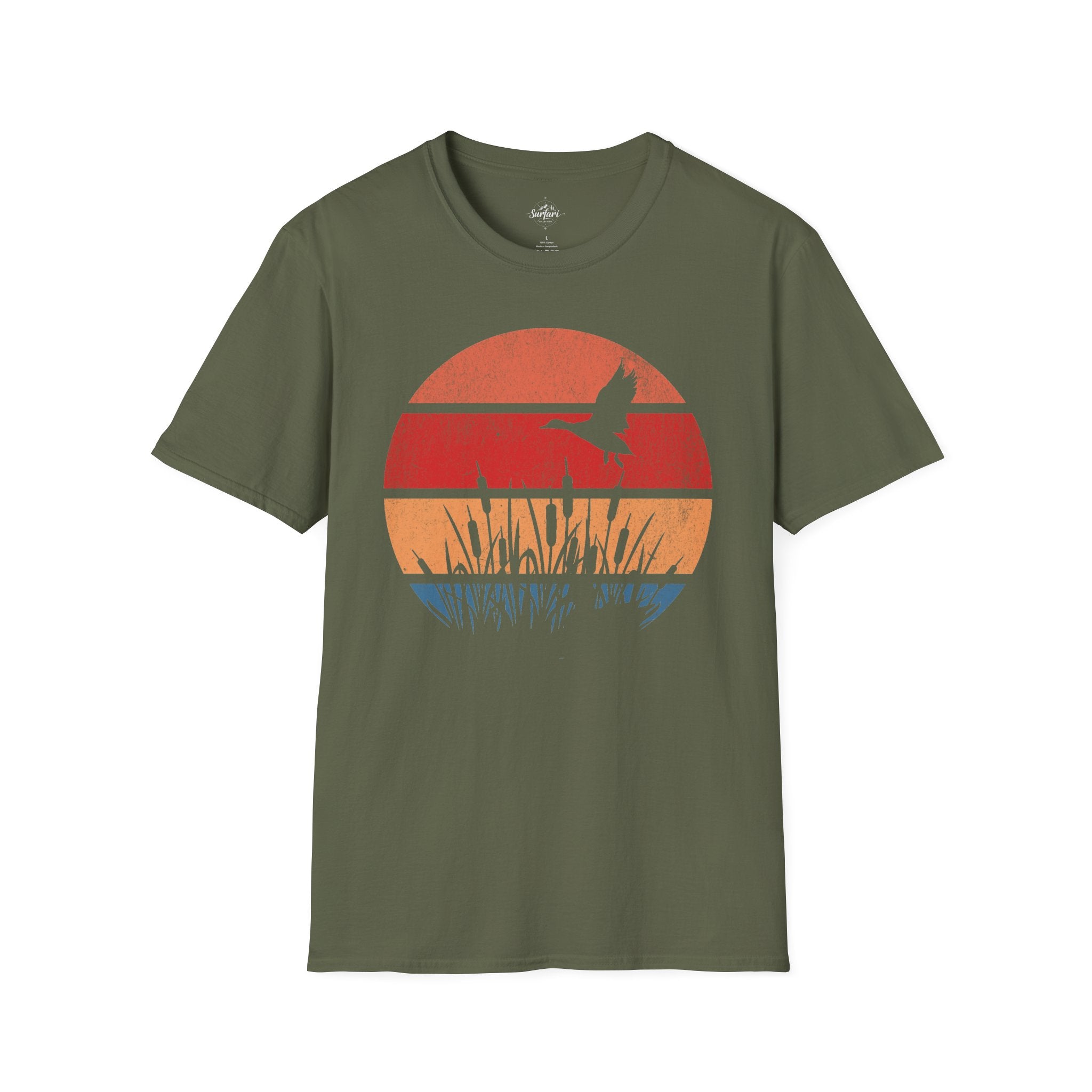 Printify T-Shirt Military Green / S Retro Sunset Duck