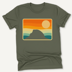 Printify T-Shirt Military Green / S Retro sunset Half Dome