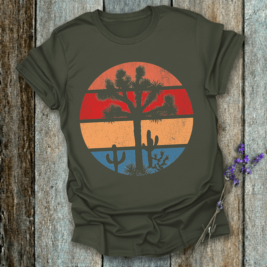 Printify T-Shirt Military Green / S Retro Sunset Joshua Tree