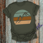 Printify T-Shirt Military Green / S Retro Sunset Mountains