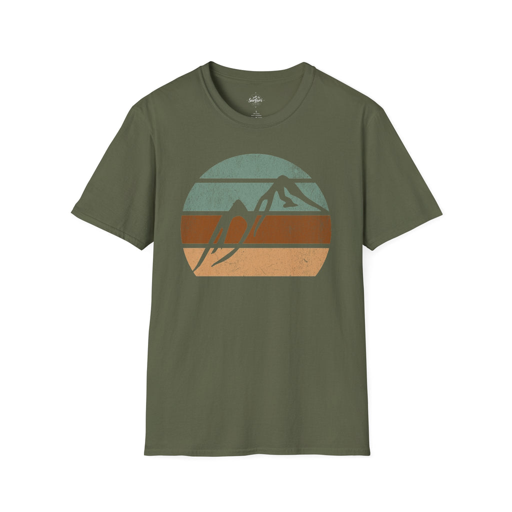 Printify T-Shirt Military Green / S Retro Sunset Mountains