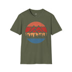 Printify T-Shirt Military Green / S Retro Sunset Mountains and Trees