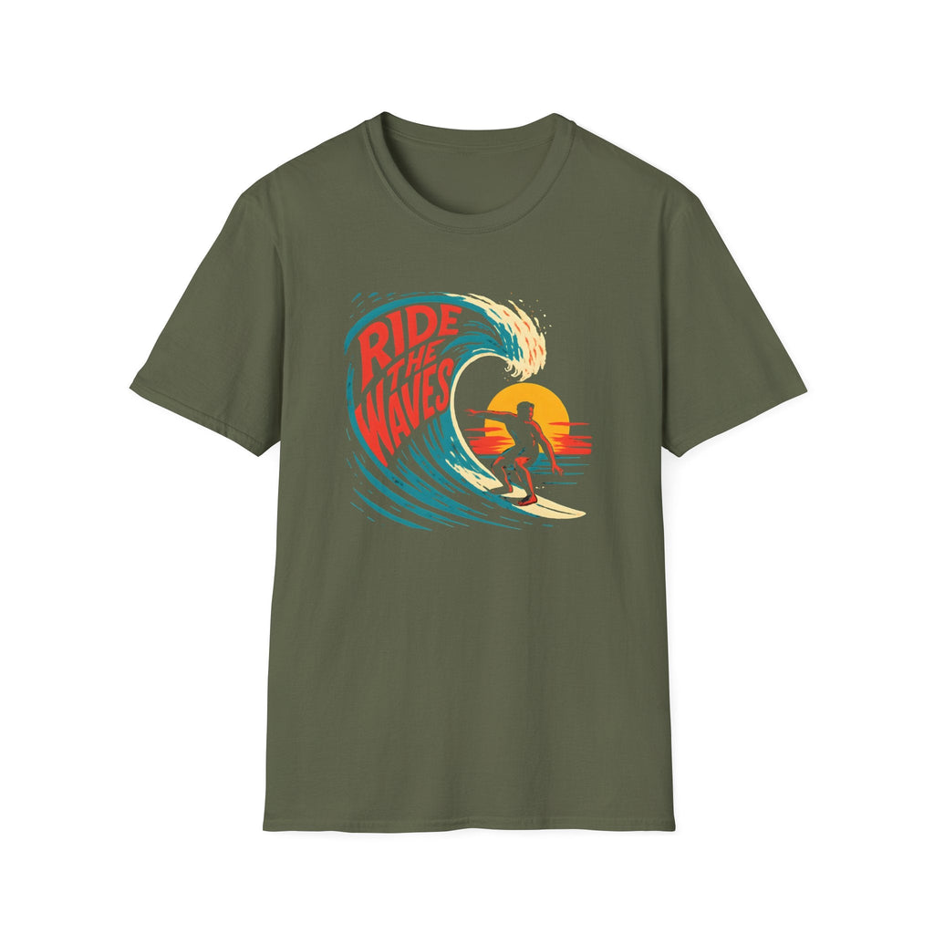 Printify T-Shirt Military Green / S Ride the Waves T-Shirt