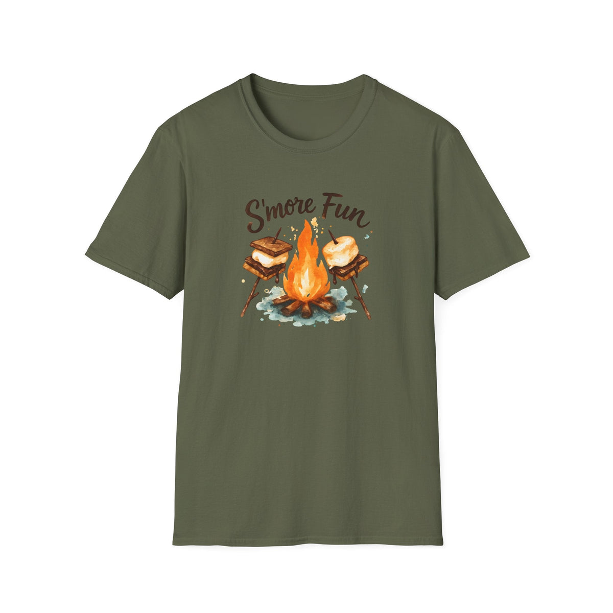 Printify T-Shirt Military Green / S S'more Fun Campfire T-Shirt