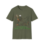 Printify T-Shirt Military Green / S Skeleton loves hiking