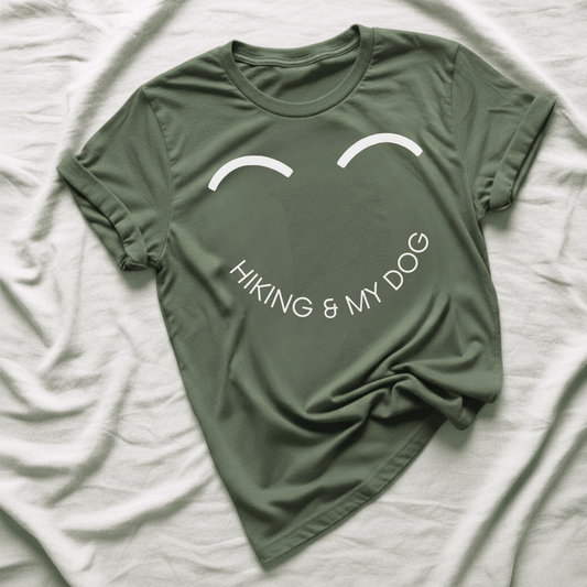 Printify T-Shirt Military Green / S Smiley Hiking & My Dog
