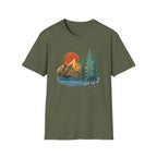 Printify T-Shirt Military Green / S Sunset Mountain Scene T-Shirt