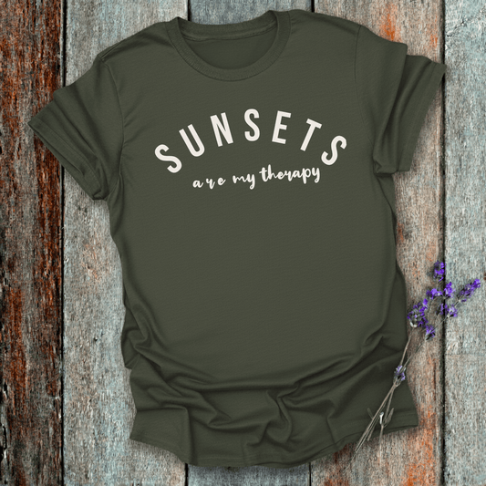 Printify T-Shirt Military Green / S Sunsets are my Therapy