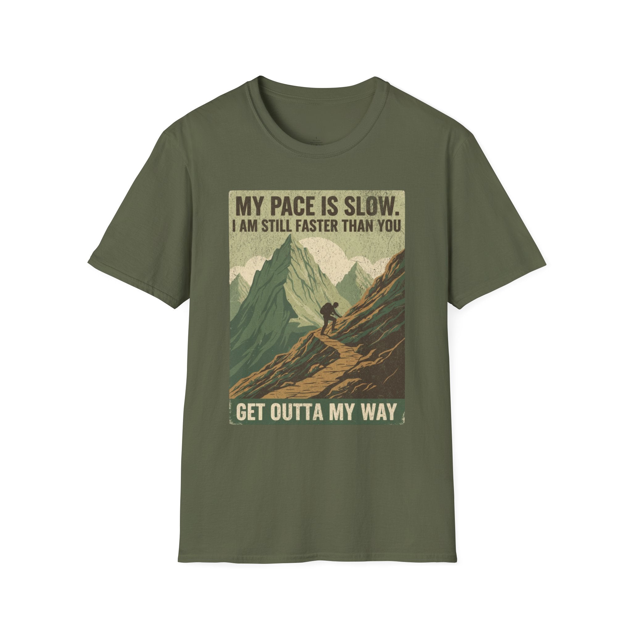 Printify T-Shirt Military Green / S Trump Hikes - Faster Than you