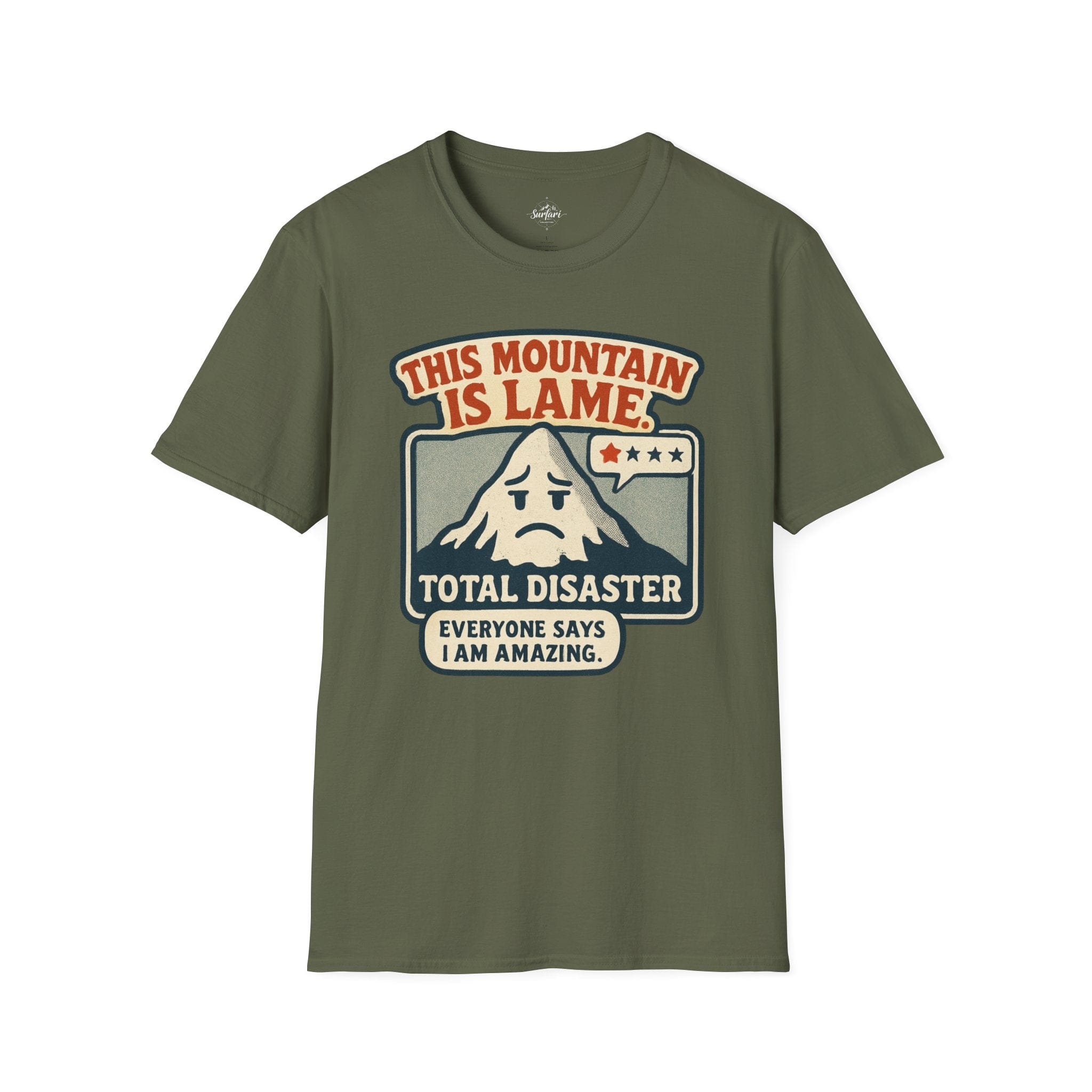 Printify T-Shirt Military Green / S Trump Hikes - This Mountain is Lame