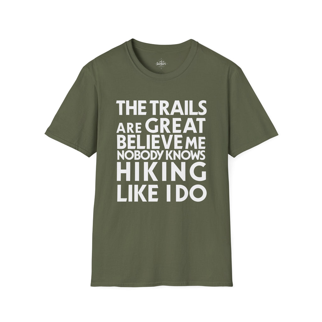 Printify T-Shirt Military Green / S Trump Hikes - Trails Are Great