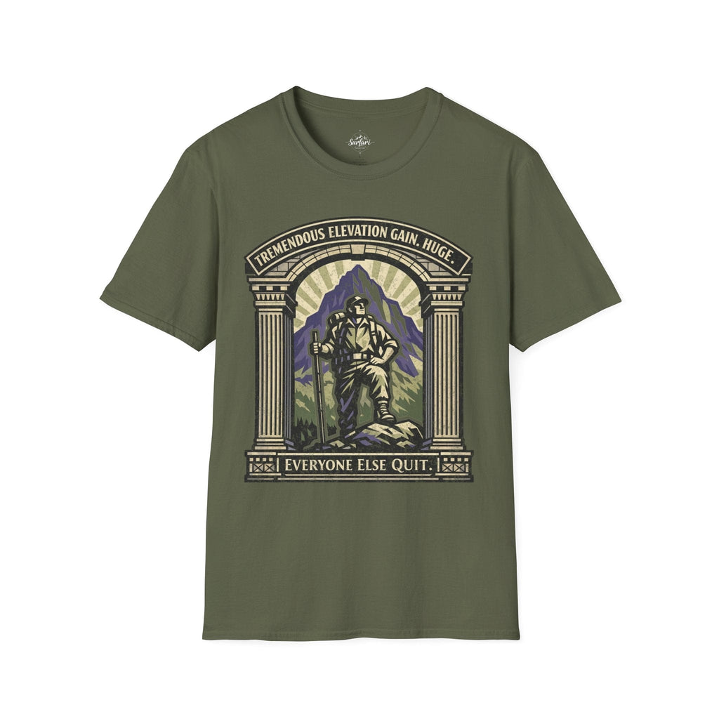 Printify T-Shirt Military Green / S Trump Hikes - Tremendous Elevation Gain